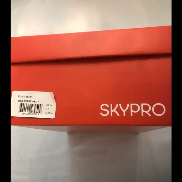 Skypro Polly Vacher Navy Blue Leather Low Heel Pumps Size 7 1/2 - Picture 9 of 9